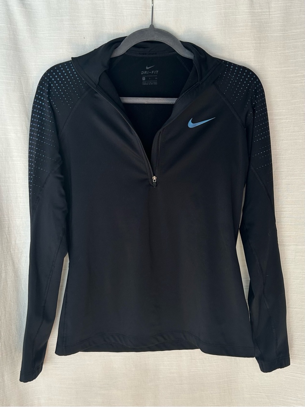 Nike Black Dri-FIT Half-Zip Pullover with Blue Swoosh
